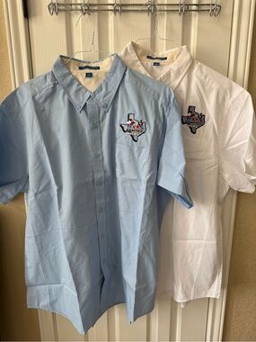 2 ea. NCRS. Men's Short-Sleeve Button-Down Shirts/ Embroidered Texas Logo